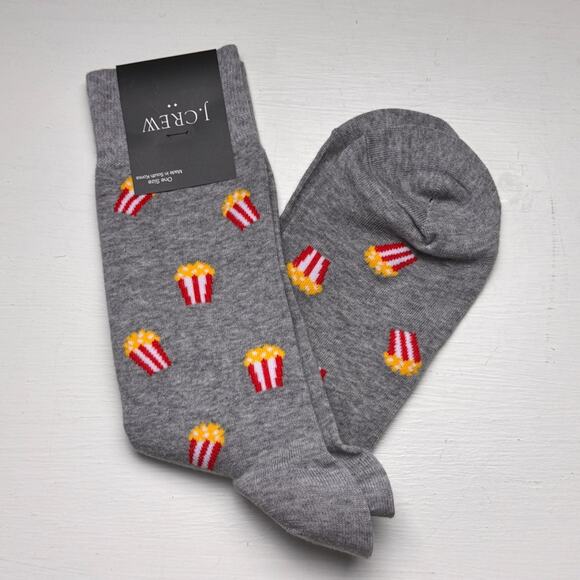 J.Crew Popcorn Graphic Design Theme Style Socks  Sz OS NWT - Picture 1 of 8